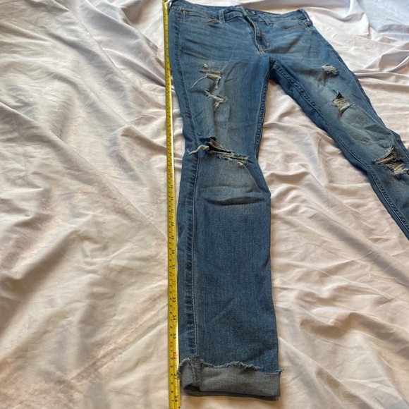 Hollister 27 Regular High Waisted Skinny Distressed Ripped Dark Blue Jeans - Picture 10 of 10